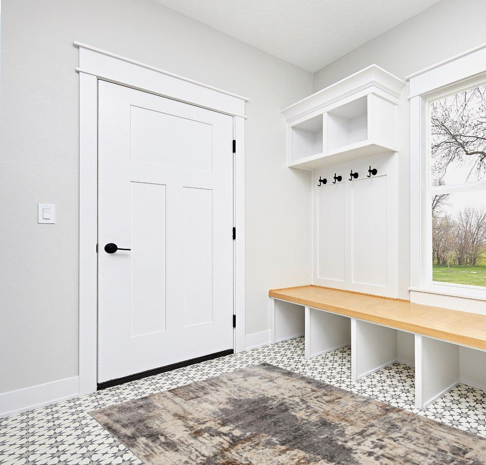 LUXE WEAVERS Euston Gray 5 x 7 Abstract Modern Area Rug in White Modern Entryway
