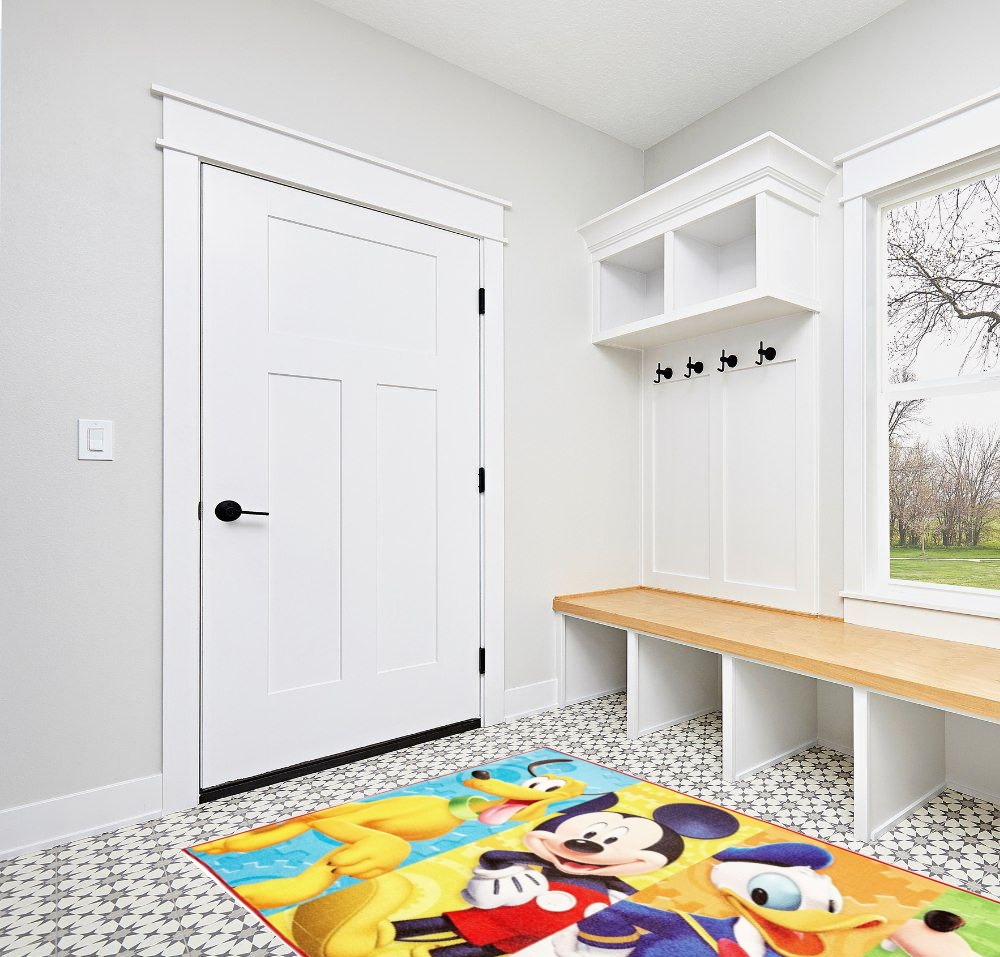 Gertmenian Kids Playroom & Game Room Carpet Disney Mickey Mouse Club House Friends Childrens Rug Kids Home Decor, Area Carpet for Boys & Girls Playroom, Bedroom 54x78 Large, Multi-Color, 31117 in White Modern Entryway