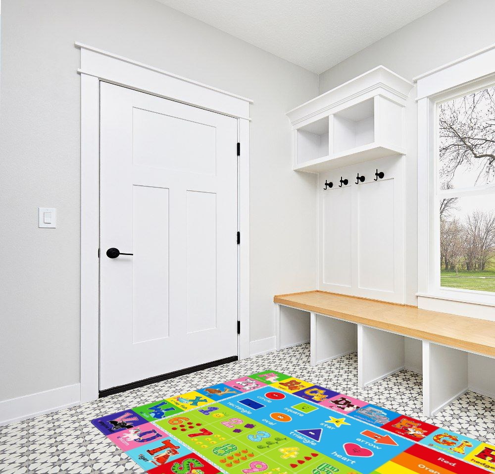 LTKOUGFAM Kids Play Rug for Playroom, Kids Play Mat ABC Educational Area Rug, Toddler Baby Playroom Mat, Alphabet Animal Soft Non-Slip Kids Rug Carpet for Boy Girl Bedroom (78.7X59 INCH Style 2) in White Modern Entryway