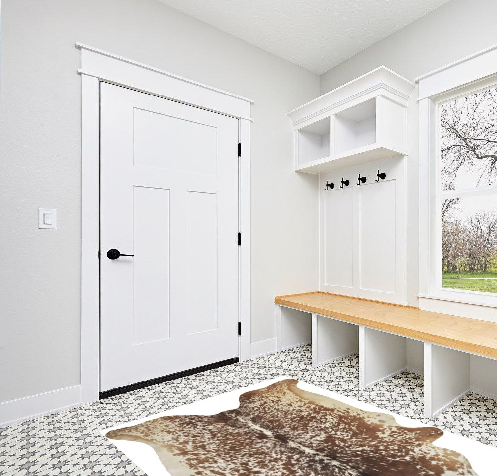 Gaucho Cowhides Natural Snowie Brown and White in White Modern Entryway