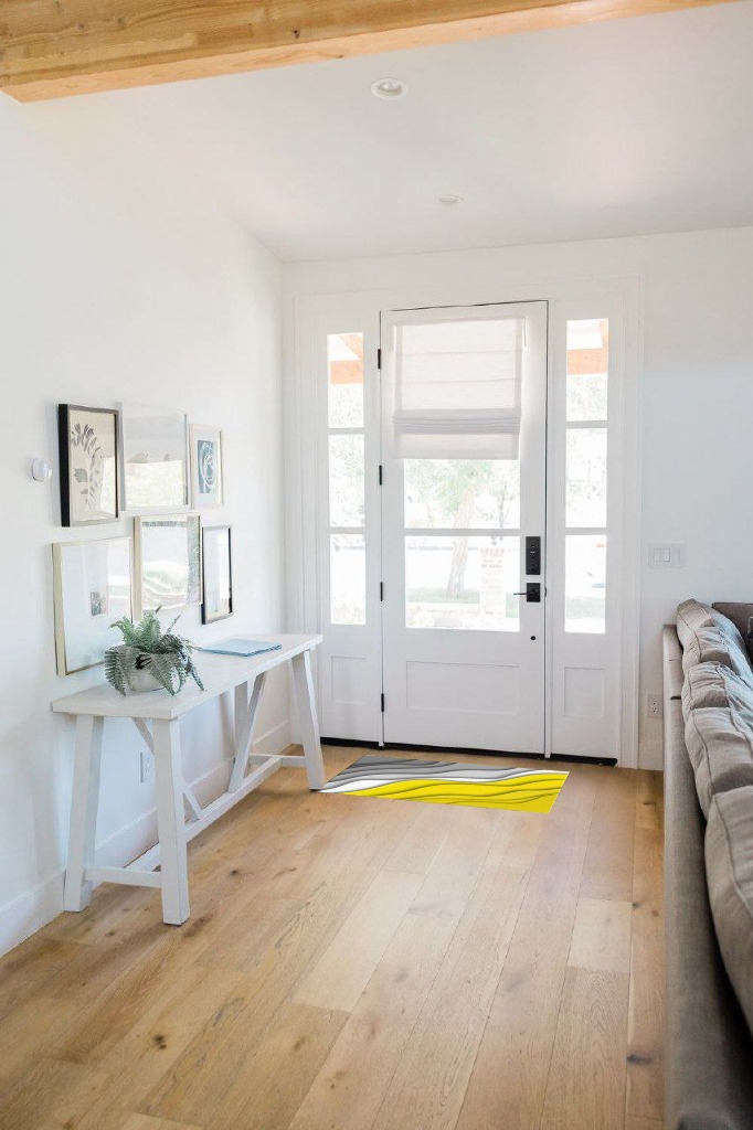 Yellow Gradient Area Rugs in White Scandinavian Entryway