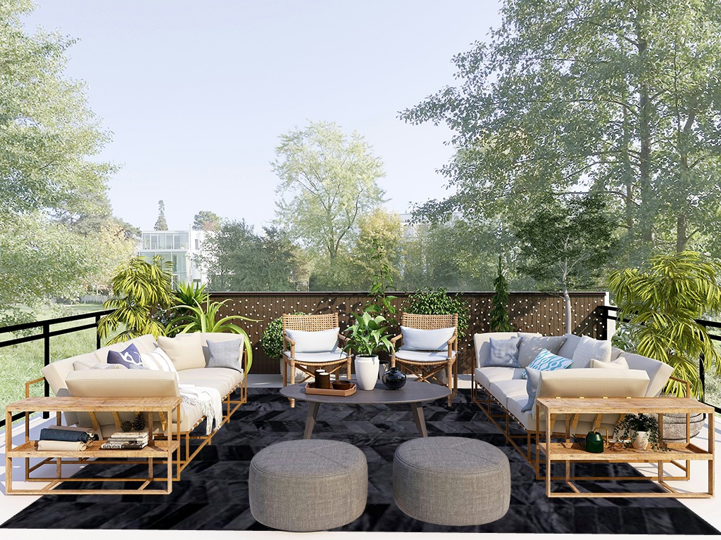 New Cowhide Rug Leather. Animal Skin Patchwork Area Carpet (8 X 10) in Scandinavian Modern Patio