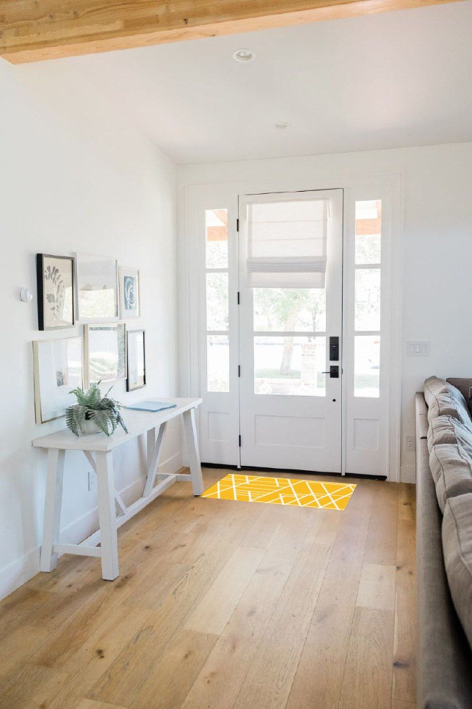Yellow Geometric Area Rugs for Living Room/Bedrooom, 2'x3' Area Rug Non-Slip, White Modern Abstract Art Geometry Kids Room Area Rug Washable Accent Floor Carpet Runner Indoor Outdoor in White Scandinavian Entryway