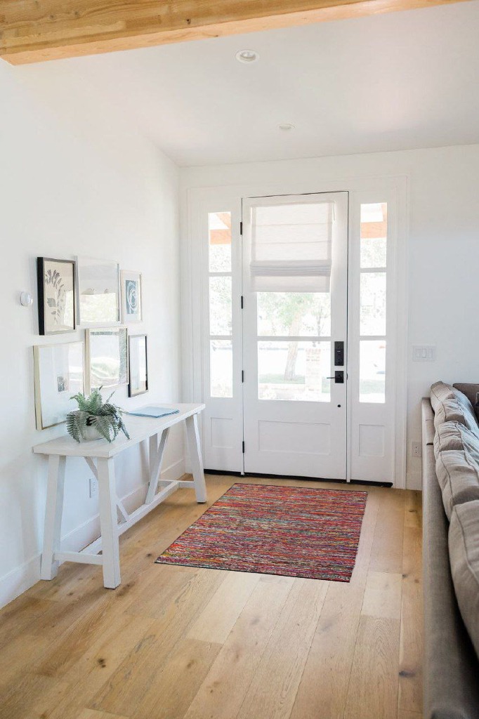 Cotton Multi Chindi Hand Woven Rugs Chindi in White Scandinavian Entryway