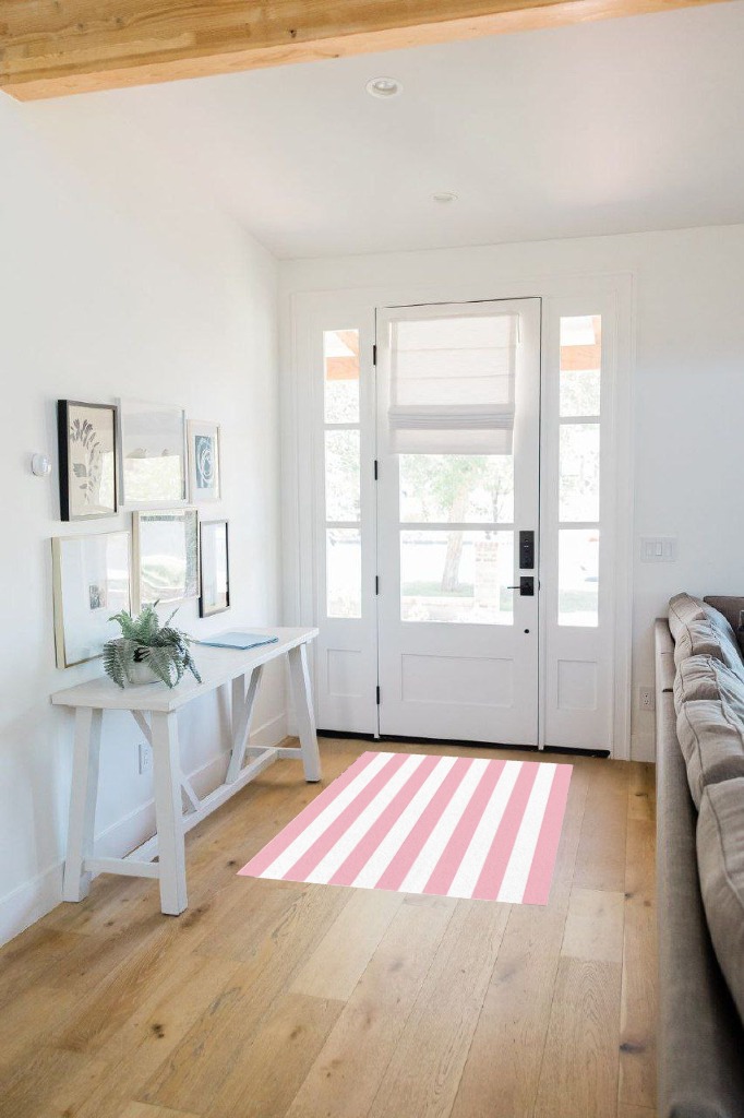 Area Rug, Christmas Pink Stripe Rug, Plush Living Room Rugs, Area Rugs for Living Room Decor Bedroom Decor, Rugs for Living Room, Carpet 2x3ft Rugs for Bedroom in White Scandinavian Entryway