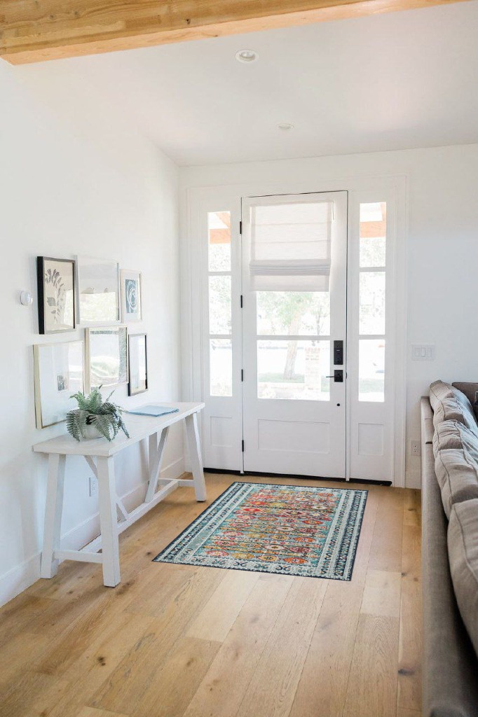 Wonnitar Bohemian Area Rug - Washable 3x5 Entry Rug Non-Slip Colorful Throw Rug,Boho Living Room Kitchen Mat Low-Pile Geometric Indoor Floor Carpet for Laundry Mudroom Dining Table in White Scandinavian Entryway