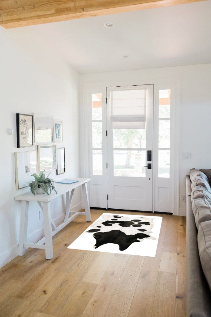 Small Cowhide Black and White Cow Hide Rug Natural Black White Cow Skin Leather Area Hair On 5 X 3 in White Scandinavian Entryway