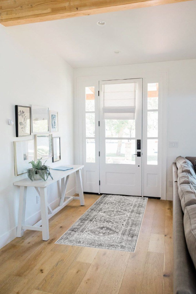 Artistic Weavers Desta Vintage Oriental Runner Area Rug in White Scandinavian Entryway