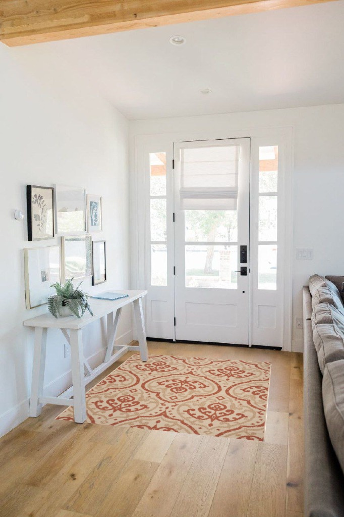 Safavieh Martha Stewart MSR4114-23112 4'0" x 5'7" Beige / Terracotta Area Rug in White Scandinavian Entryway