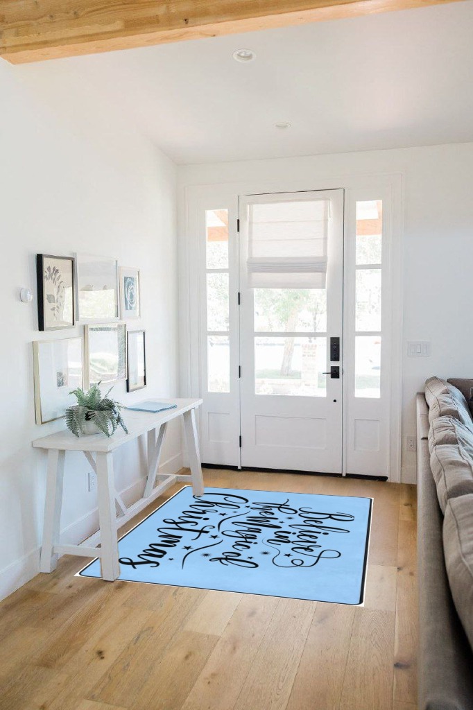LIICHEES Believe in The Magic of Christmas.Funny Christmas Area Rug 63x48in Washable Rugs for Living Room Bedroom Large Rug Indoor Decorative Carpet Yoga Mat in White Scandinavian Entryway