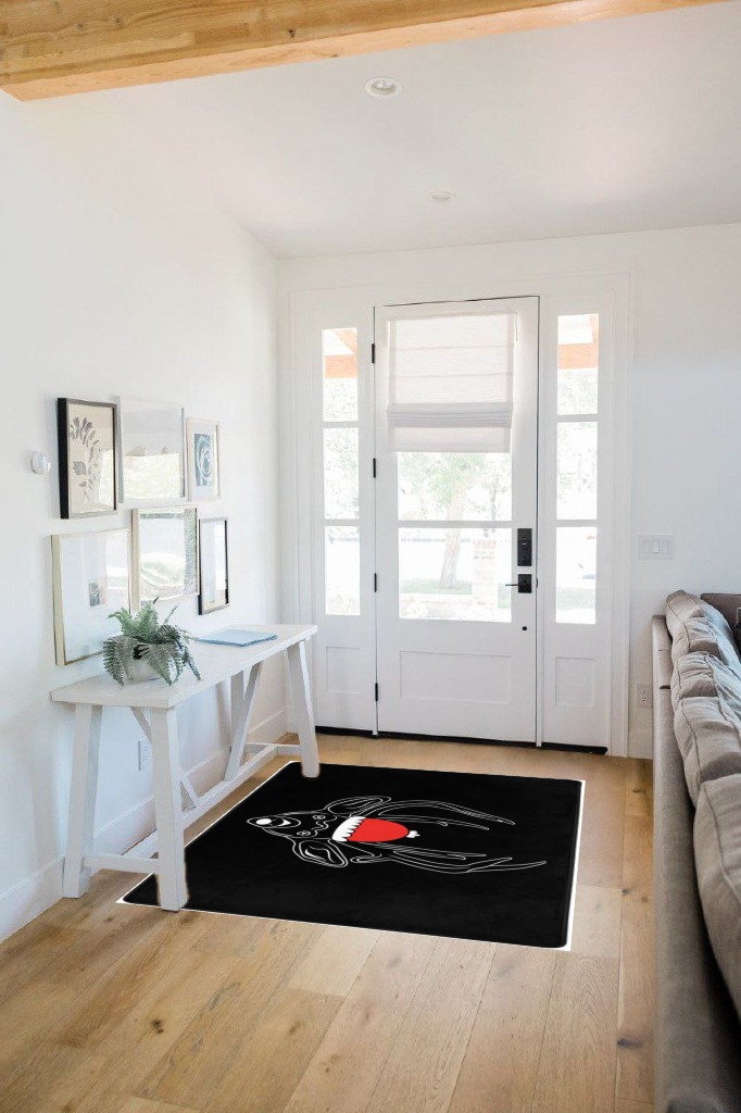 LIICHEES Christmas Deer Head Cap Area Rug 63x48in Washable Rugs for Living Room Bedroom Large Rug Indoor Decorative Carpet Yoga Mat in White Scandinavian Entryway