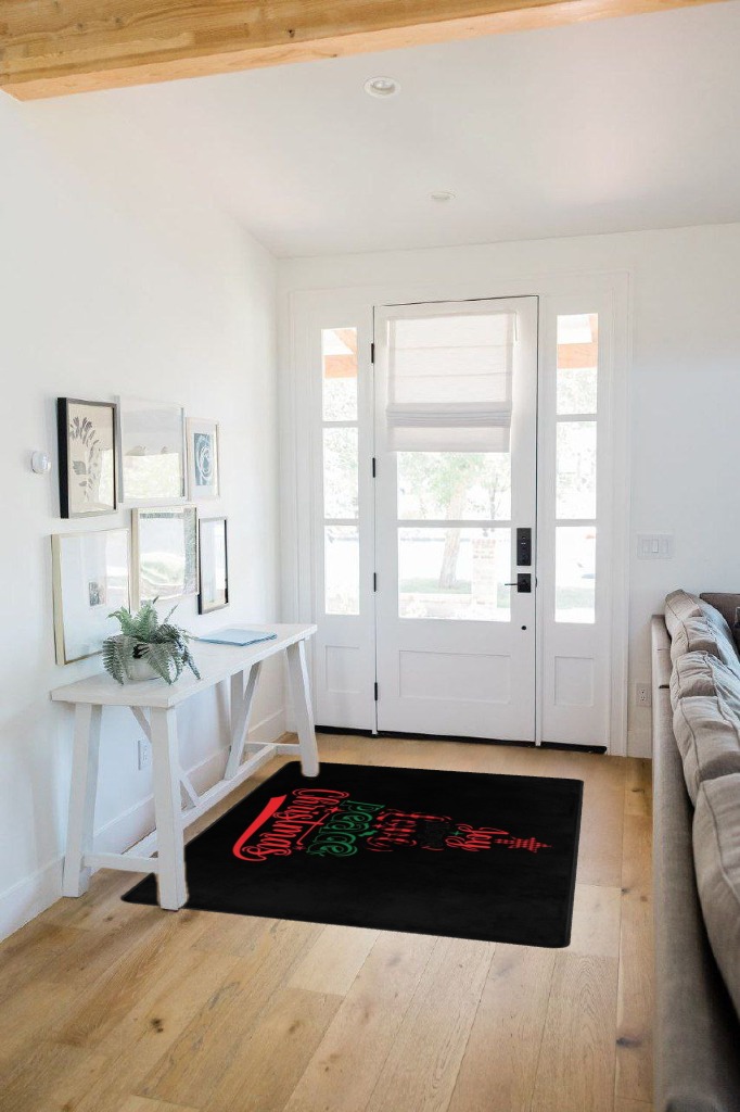 LIICHEES Joy Hope Love Peace Christmas Area Rug 63x48in Washable Rugs for Living Room Bedroom Large Rug Indoor Decorative Carpet Yoga Mat in White Scandinavian Entryway