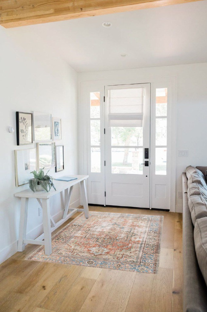 Loloi II Loren Collection LQ-15, Terracotta/Sky 3'-6" x 5'-6", Accent Rug, Soft, Durable, Vintage, Distressed, Low Profile, Non-Shedding, Easy Clean, Living Room Rug in White Scandinavian Entryway