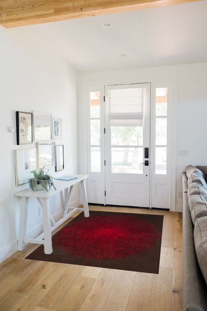 SAFAVIEH Soho Collection 3'6" x 5'6" Brown / Red SOH655T Handmade Premium Wool & Viscose Area Rug in White Scandinavian Entryway