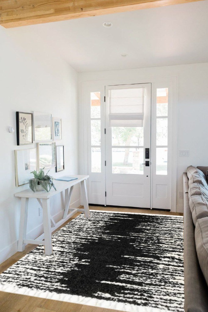 Knupp Abstract Black/White Area Rug Trent Austin Design Rug Size: Rectangle 5'3" x 8' in White Scandinavian Entryway