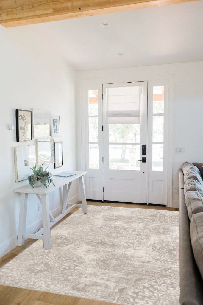 Unique Loom Sofia Collection Area Rug - Grand (5' 3" x 8' Rectangle, Light Gray/ Ivory) in White Scandinavian Entryway