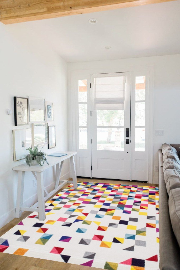 NuLOOM Takisha Triangle Area Rug, 5' x 8', Multi in White Scandinavian Entryway