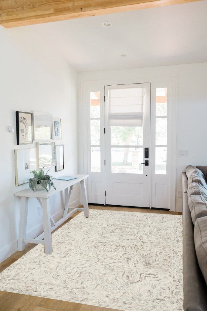 Loloi II Ziva Collection ZV-01 Neutral 5'-0" x 7'-6" Area Rug in White Scandinavian Entryway