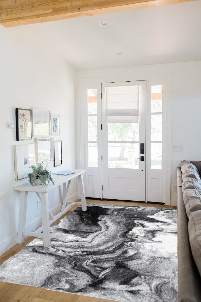 nuLOOM Remona Modern Abstract Area Rug, 5x8, Grey in White Scandinavian Entryway