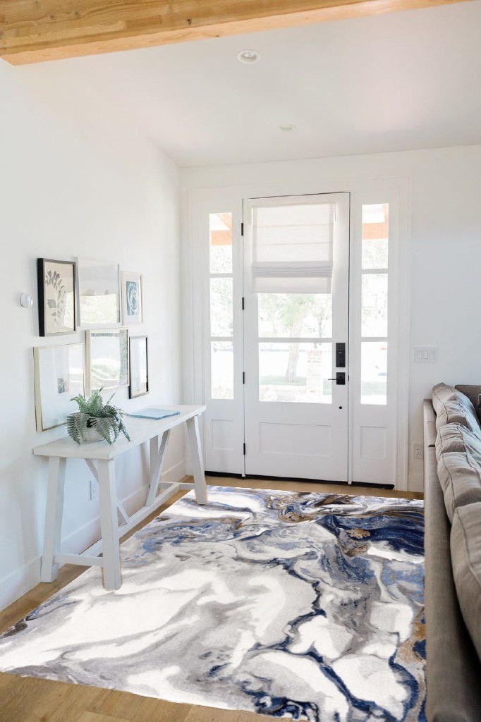 Abani Rugs Abstract Design 5’3” x 7’6” (5'x8') Bedroom Rug - Grey, Brown & Blue Modern Multi-Dimensional Non-Shedding Area Rug in White Scandinavian Entryway