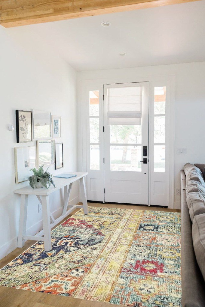 Unique Loom Monterey Collection Vintage Bohemian Inspired with Colorful Tribal Design Area Rug (5' 0 x 8' 0 Rectangular, Multi/ Beige) in White Scandinavian Entryway