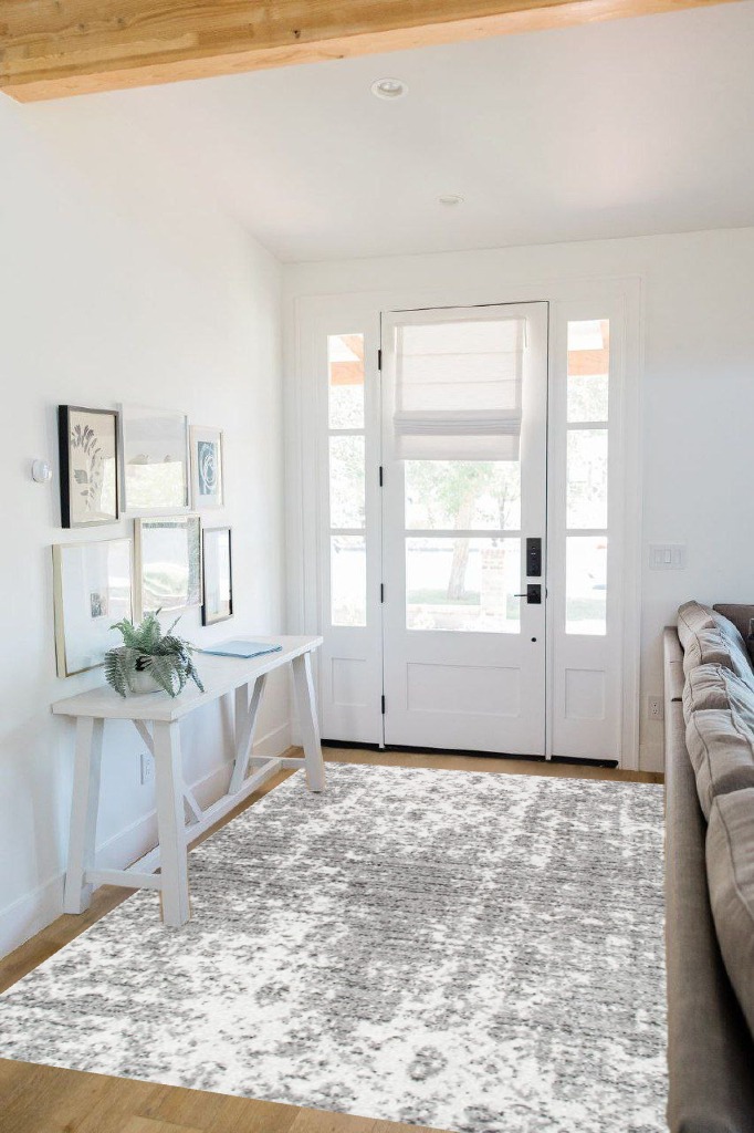 nuLOOM Deedra Modern Abstract Area Rug, 5x8, Grey in White Scandinavian Entryway