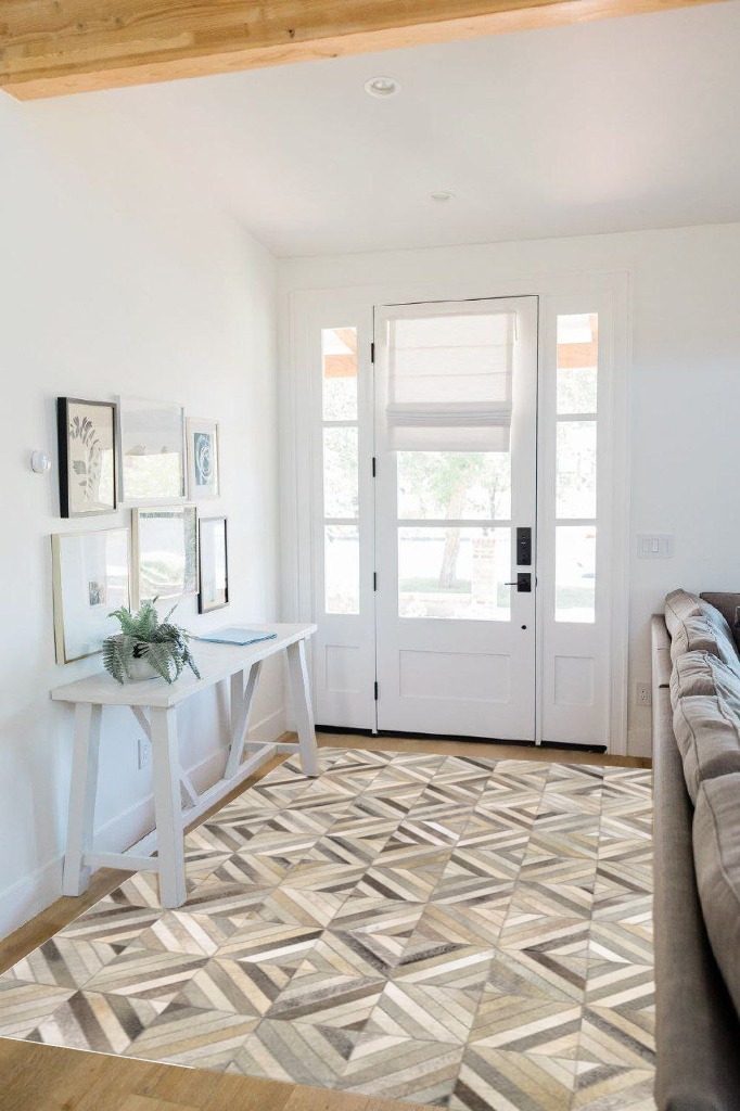 Couristan Chalet Blocks Ivory Area Rug, 5'4" x 8' in White Scandinavian Entryway