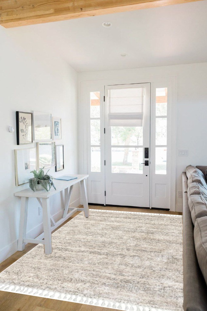 nuLOOM Brooke Shag Tasseled Area Rug, 5' 3" x 7' 7", Ivory in White Scandinavian Entryway