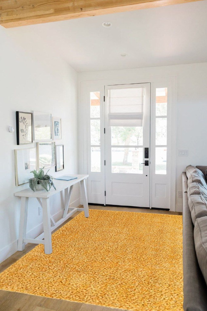 Rugs.com Zermatt Shag Collection Rug – 5' x 8' Sun Yellow Shag Rug Perfect for Bedrooms, Dining Rooms, Living Rooms in White Scandinavian Entryway