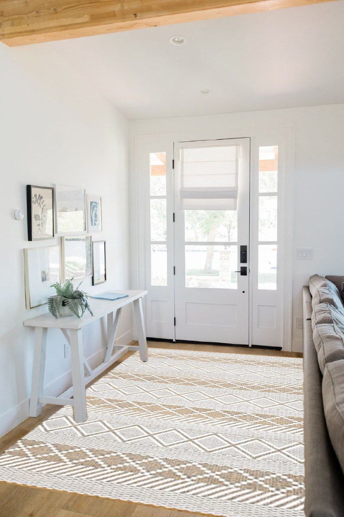 SAFAVIEH Natura Collection Area Rug - 5' x 8', Ivory & Yellow, Handmade Wool, Ideal for High Traffic Areas in Living Room, Bedroom (NAT854C) in White Scandinavian Entryway