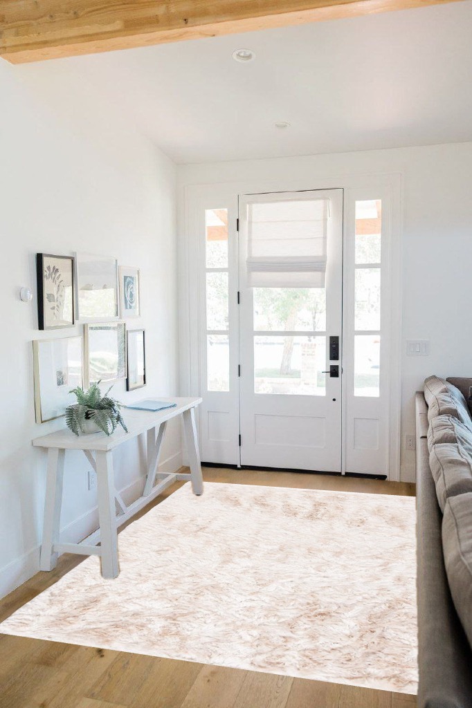 5' x 7' Ivory fluffy rug in White Scandinavian Entryway
