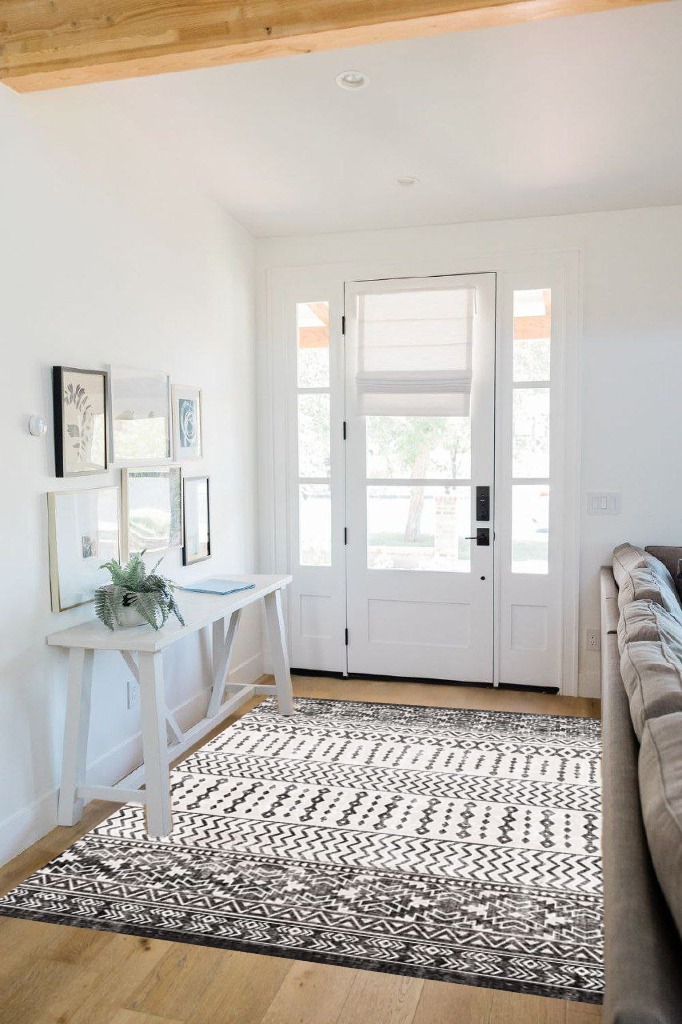 Art&Tuft Area Rug Black in White Scandinavian Entryway