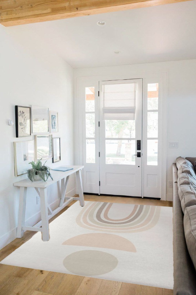 Boho Stacked Rainbow Ivory Area Rug by Corrigan Studio Corrigan Studio Rug Size ... in White Scandinavian Entryway
