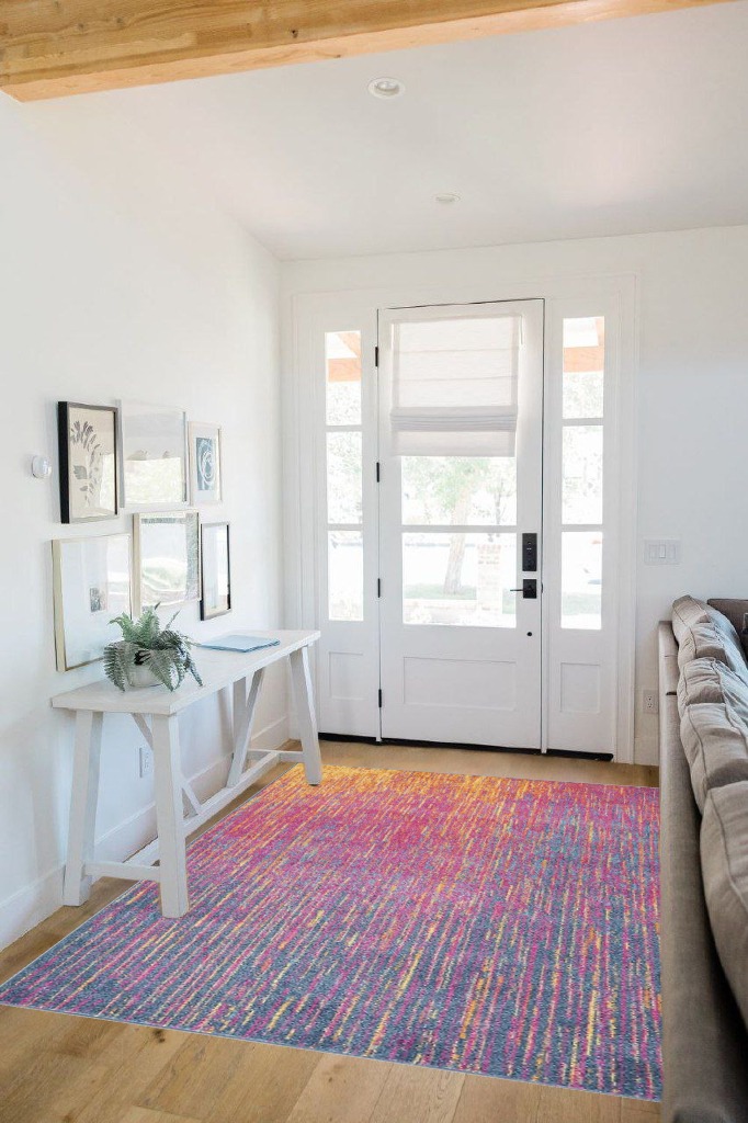 Nourison Passion Abstract Multicolor 5'3" x 7'3" Area -Rug, Easy -Cleaning, Non Shedding, Bed Room, Living Room, Dining Room, Kitchen (5x7) in White Scandinavian Entryway