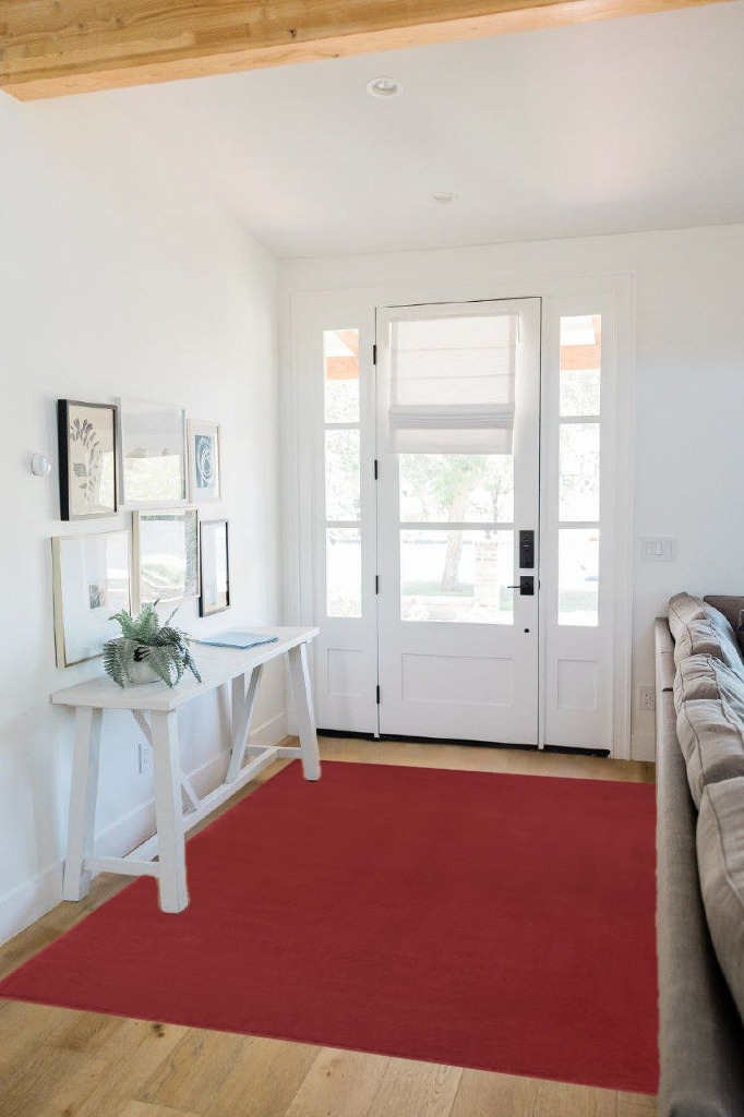 Nourison Essentials Indoor/Outdoor Brick Red 5' x 7' Area Rug, Easy -Cleaning, Non Shedding, Bed Room, Living Room, Dining Room, Backyard, Deck, Patio (5x7) in White Scandinavian Entryway