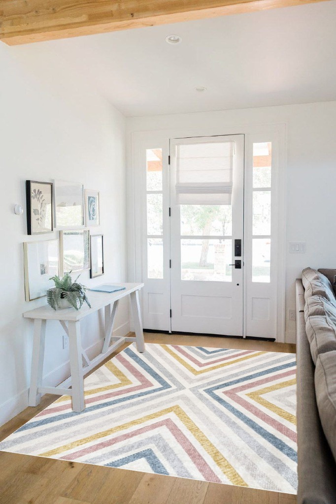 nuLOOM Neveah Contemporary Chevron Area Rug, 5x7, Beige in White Scandinavian Entryway