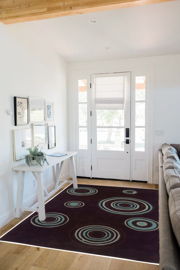 Linon RUG-TARD1057 Trio Collection & Spa Blue Chocolate, 5 x 7 in White Scandinavian Entryway