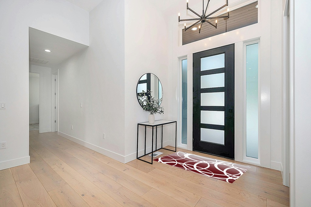 Large Area Rug, Red Ombre Non-Slip Indoor Accent Area Carpet, Modern White Geometric Abstract Art Fluffy Shaggy Runner Rug for Living Room, Bedroom, Kids Room, 2'7"x 5" in Modern White Entryway