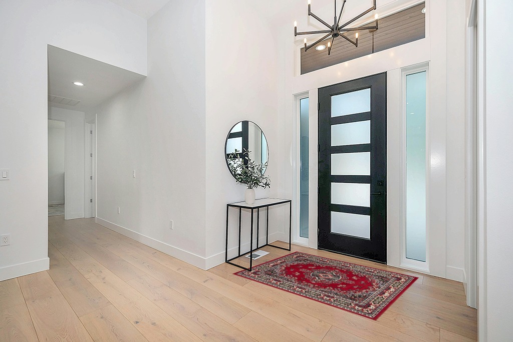 Home Dynamix Premium Sakarya Traditional Medallion Border Area Rug, Claret, 3'7"x5'2" Rectangle in Modern White Entryway