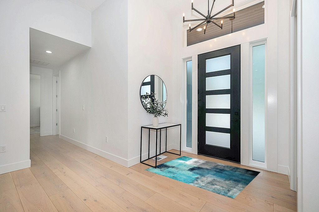 KITHOME Contemporary Non-Slip Area Rug Turquoise and Grey Abstract Art Painting Teal Printed Rugs Art Carnival Rubber Backing Living Room Floor Mats Rectangle Area Rug Carpet for Indoor 4'x6' in Modern White Entryway