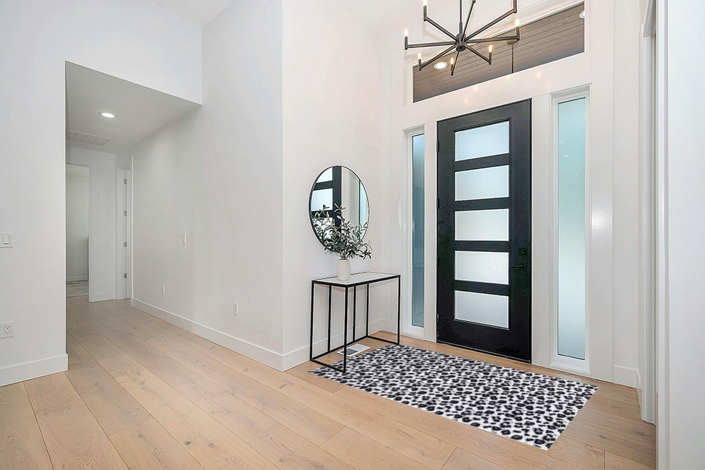 Fluffy Leopard Print Rug 4x6 Feet in Modern White Entryway