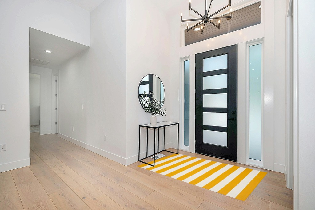 SAFAVIEH Montauk Collection Accent Rug - 4' x 6', Yellow & Ivory, Handmade Flat Weave Boho Farmhouse Cotton Stripe, Ideal for High Traffic Areas in Entryway, Living Room, Bedroom (MTK712A) in Modern White Entryway