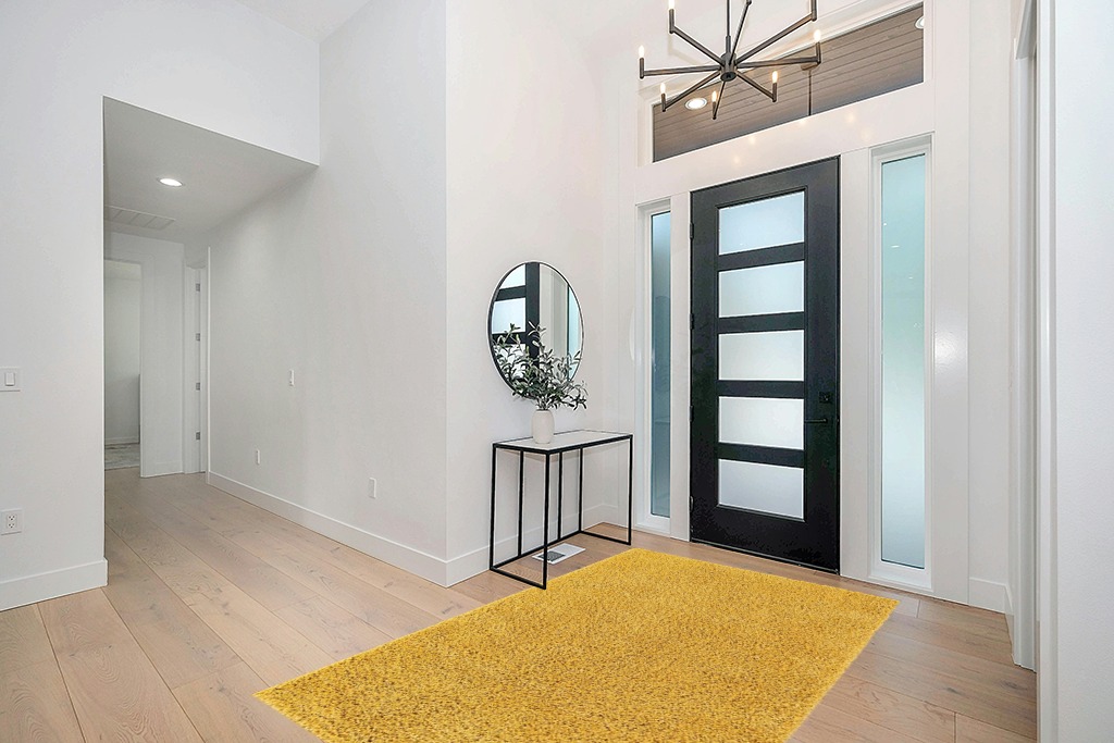Yellow, 5x8 Feet fluffy rug in Modern White Entryway