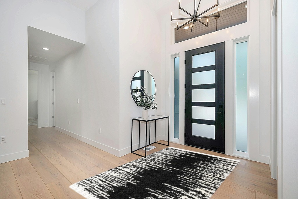 Knupp Abstract Black/White Area Rug Trent Austin Design Rug Size: Rectangle 5'3" x 8' in Modern White Entryway