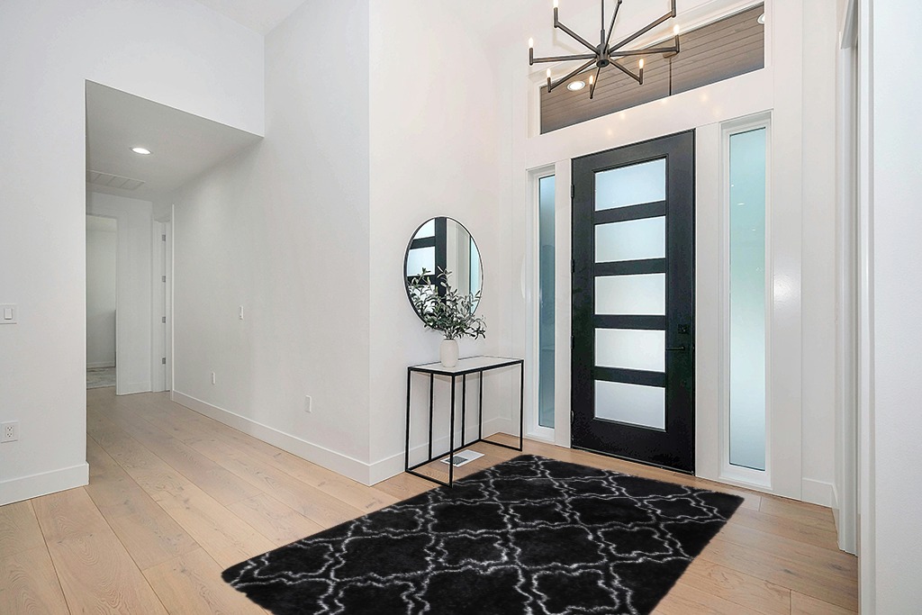 Amangel Soft Fuzzy Rugs for Living Room Bedroom,5x8 Feet Rug,Furry Carpet,Black & White Rug,Fluffy Plush Area Rug,Large Cool Modern Rugs for Apartment Home Office,Room Decor in Modern White Entryway