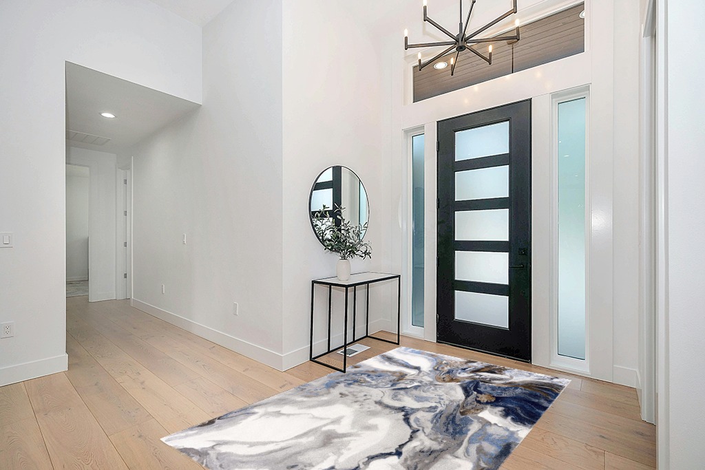Abani Rugs Abstract Design 5’3” x 7’6” (5'x8') Bedroom Rug - Grey, Brown & Blue Modern Multi-Dimensional Non-Shedding Area Rug in Modern White Entryway