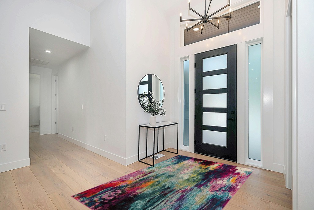 Unique Loom Chromatic Collection Modern Colorful & Vibrant Abstract Area Rug for Any Home Décor, 5 ft x 8 ft, Multi/Light Blue in Modern White Entryway