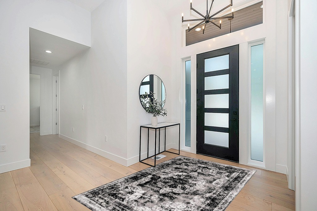 Unique Loom Sofia Collection Area Rug - Salle Garnier (5' 3" x 8' Rectangle, Black/ Ivory) in Modern White Entryway