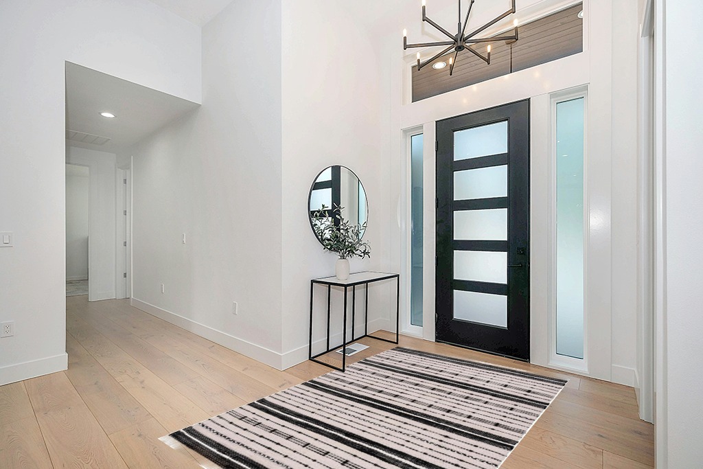 Safavieh Striped Kilim Collection Area Rug - 5' x 8', Beige & Black, Flat Weave Boho Tassel Fringe Cotton Design, Easy Care, Ideal for High Traffic Areas in Living Room, Bedroom (STK206B) in Modern White Entryway