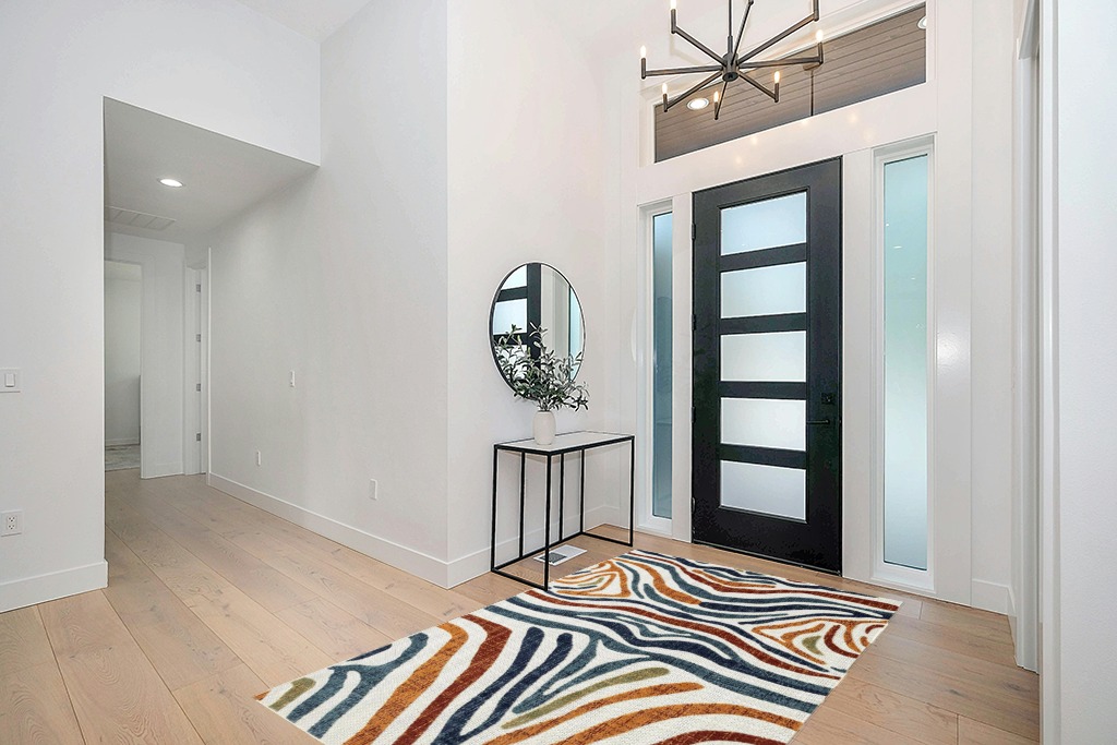 Abani Colorful Contemporary Zebra Print Area Rug Rugs - Multicolor Non-Shed 5'3" x 7'6" (5x8) Animal Pattern Blue & Brown Indoor/Outdoor Rug in Modern White Entryway